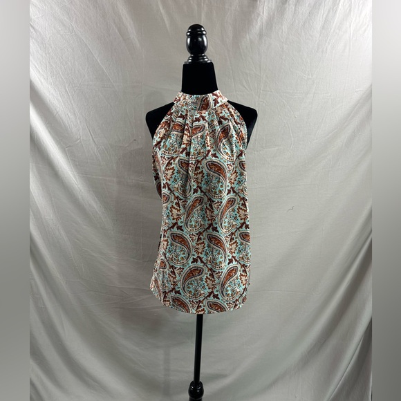 Paisley Print Halter Neck Sleeveless Blouse - Picture 6 of 8